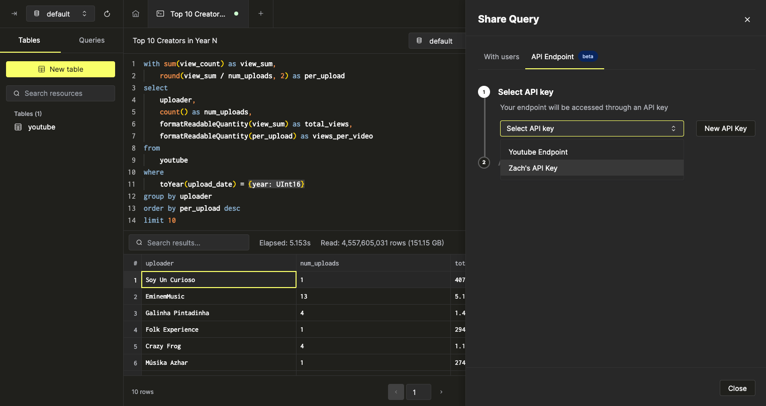 Configure query endpoint - Zoomed